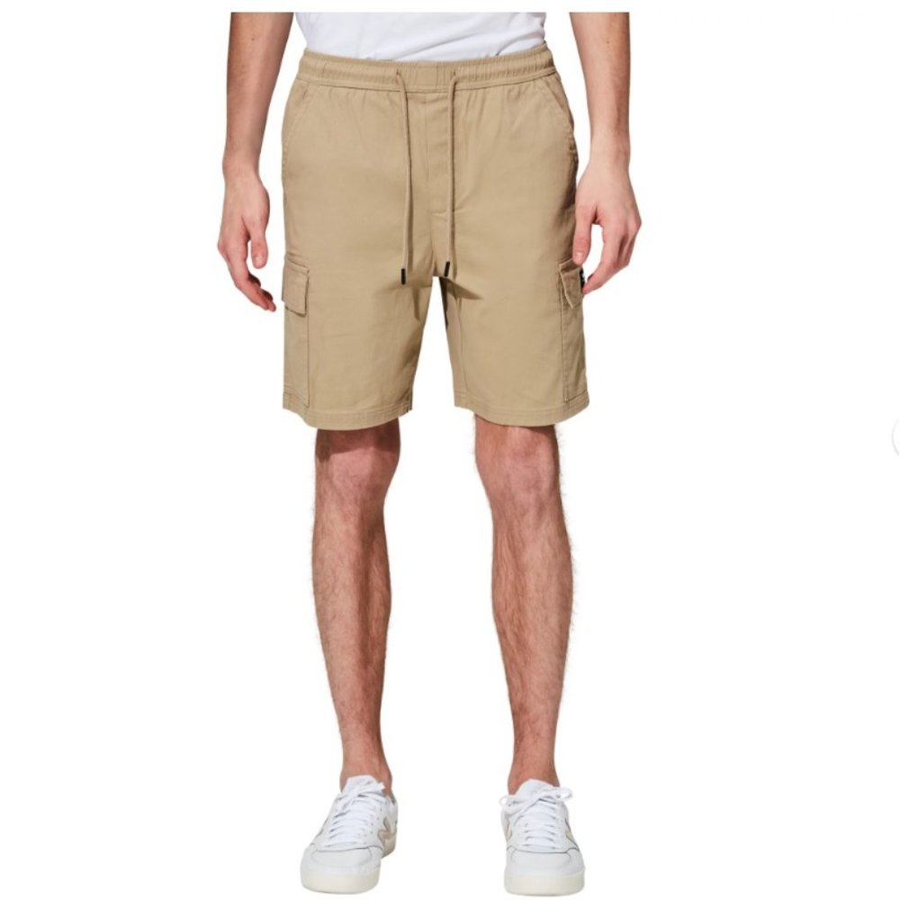 Mens WeSC Utility Cargo Shorts 8" inseam Size Med Lar Twill Khaki drawstring NWT